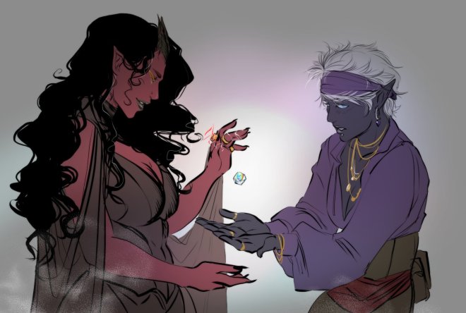 Morinth Rosewood, proprietor of the Pointy Tail, presents Celestia with the Platinum Dragon's Blessing - Art by @Badassassassin