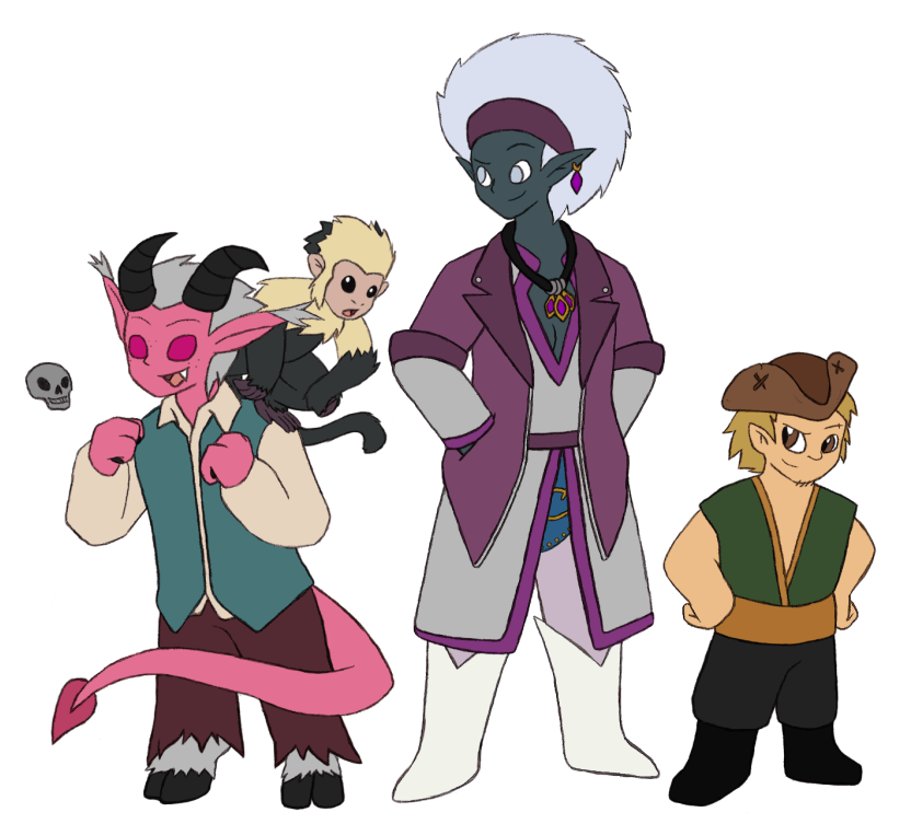 The whole gang together! Art by Matthew Gibbons: https://www.deviantart.com/gaiash